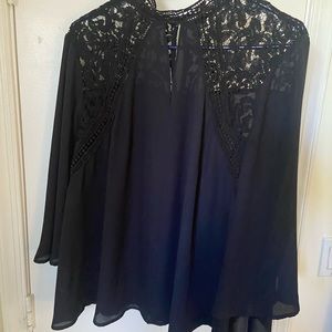 Elegant Black Embellished Blouse with High Neck Collar
